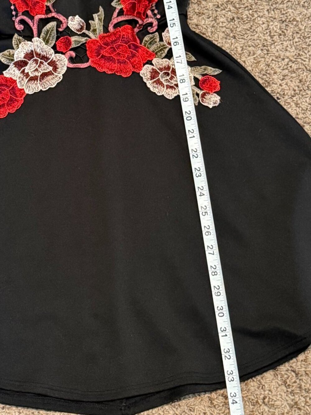 Charlotte Russe Y2K Floral Applique Mini Dress Black Small - Picture 9 of 9
